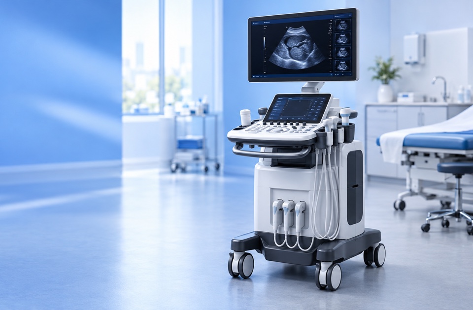 Medical equipment in a bright clinical setting